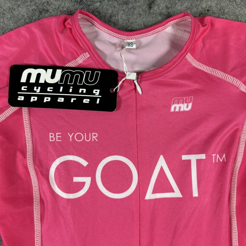 2 MUMU Be Your Goat Cycling Apparel 1-Piece Women's‎ XS Pink & Blue Padded New - Picture 8 of 9
